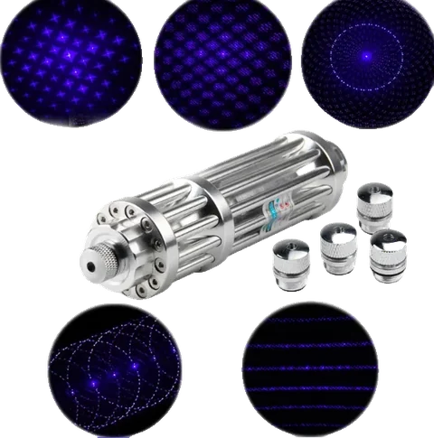 Violetter Laserpointer VEX-1000 Pro mit den projizierten Stern- und Mustereffekten