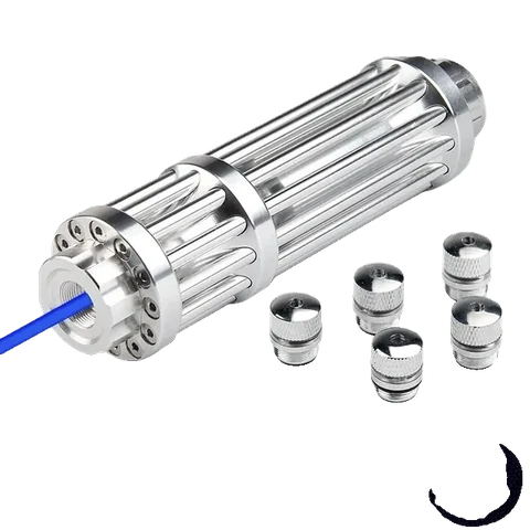 Violetter Laserpointer VEX-1000 Pro mit Laserstrahl und Musteraufsätzen